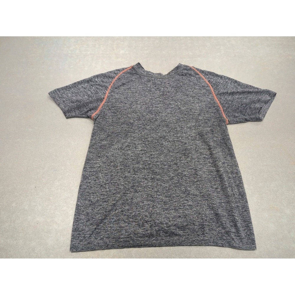 Lululemon Metal Vent Tech Shirt Mens Grey Orange Stitching Gym Training Tee